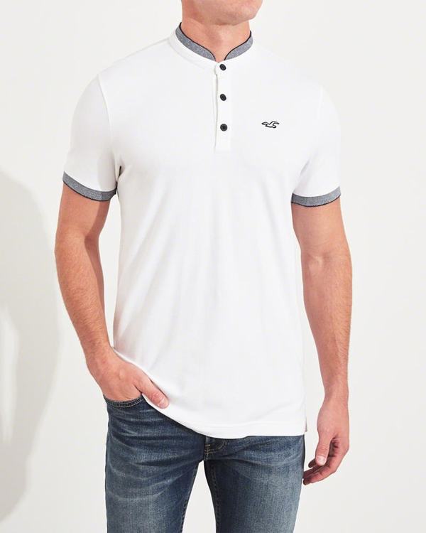 Polo Hollister Uomo Banded Collar Stretch Bianche Italia (360XVWFG)